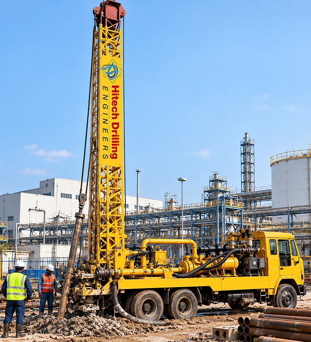 Hitech drilling rig at an industrial site